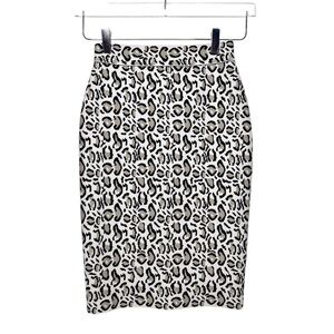 NWT JLUXLABEL Leopard Print Knit Pencil Skirt High Waist Stretch Bodycon Sz S